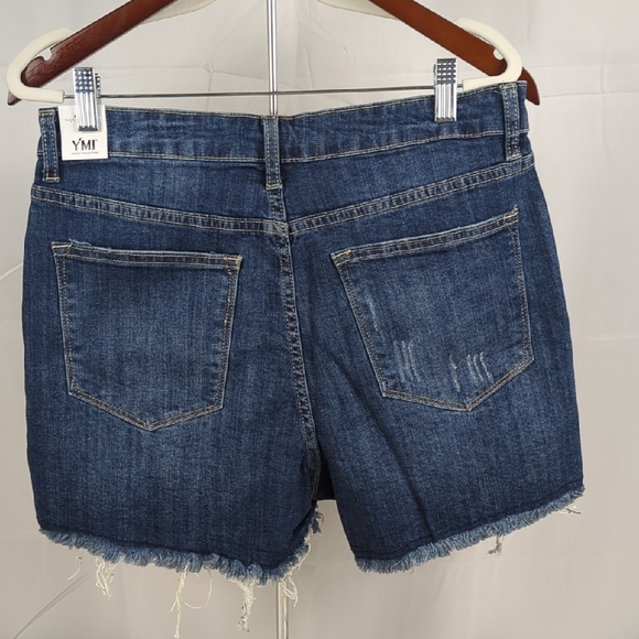 YMI Distressed Denim Jean Shorts - Blue - Picture 3 of 4
